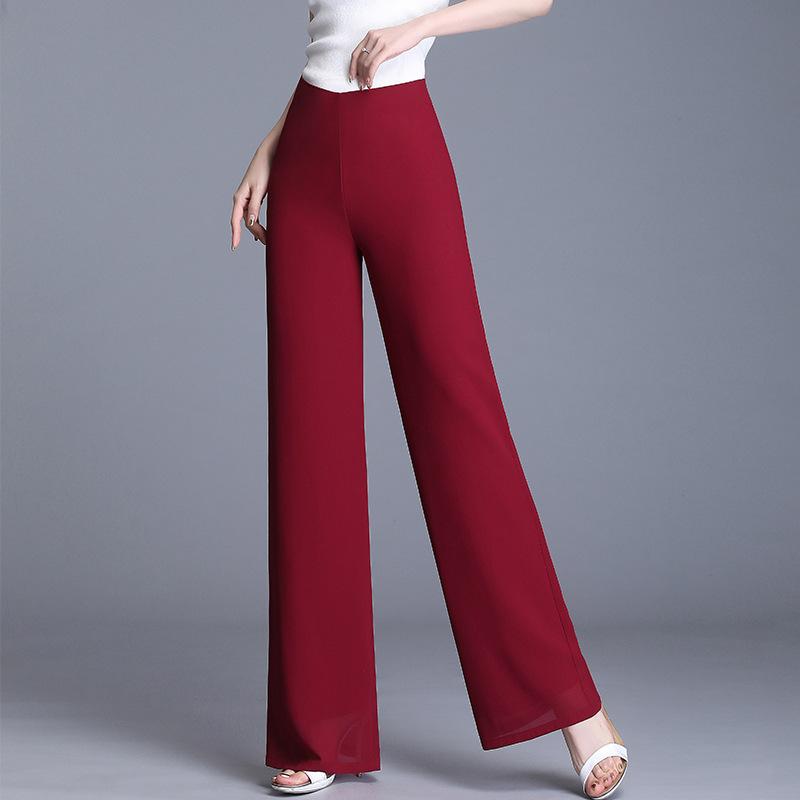 Double-layer Chiffon Wide-leg Pants, Women's Pants, High-waisted Swing-leg Pants, Split Skirt Pants, Dance Pants, Casual Pants, Long Pants