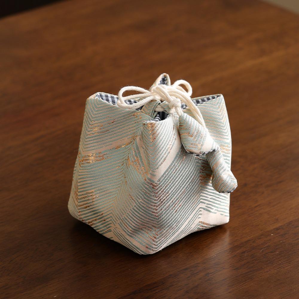 

Print Teacup Drawstring Cloth Pouch Breakage-proof Embroidered Handbag Teaware Storage Bag Travel Style3
