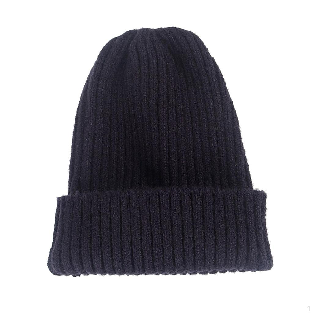 Knitted Winter Hat Beanie Soft Roll Up Edge Hats for Casual and Formal Occassion, a Size