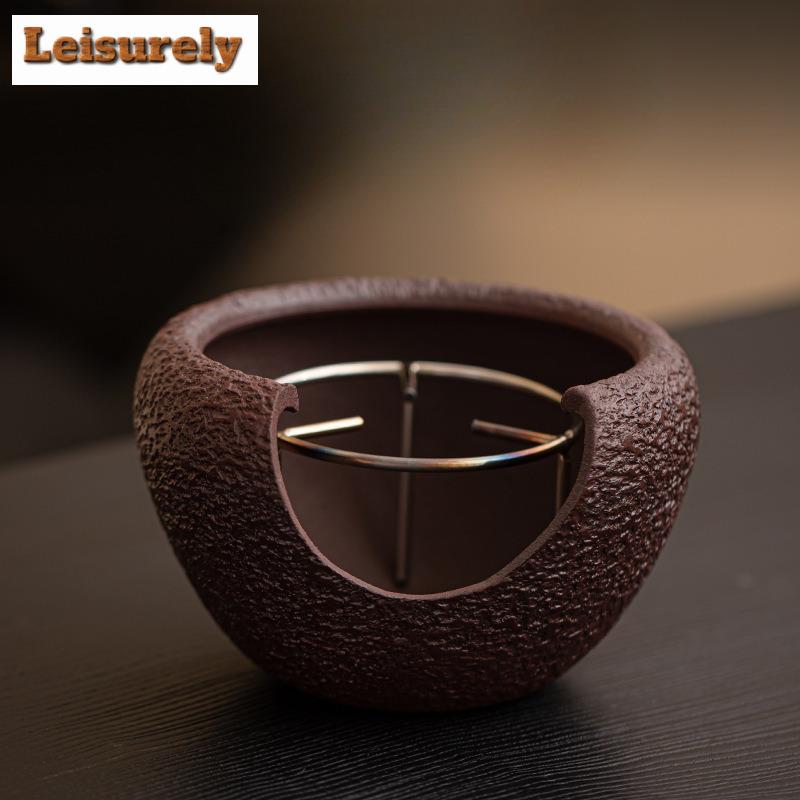 Brown Red Old Rock Mud Tea Warmer Holder Candle Heater Stove Household Kettle Stand Baked Milk Jar Carbon Furnace Cha Decoration