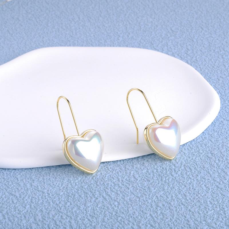 Cute Heart Earrings, Pearl Drop Earrings, INS Style, Simple Earrings, Dainty Fashion Jewelry