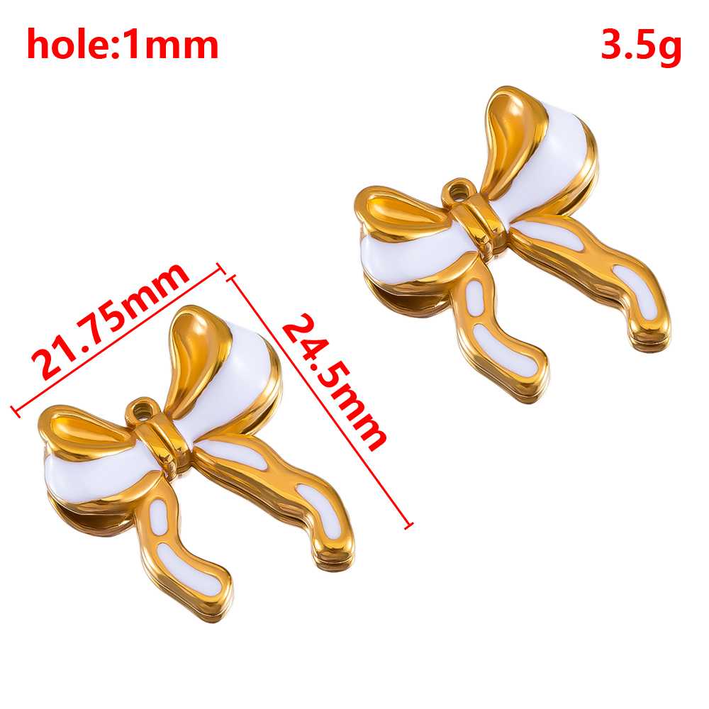 2pcs Stainless Steel Flower Pendant Cute Butterfly Love Heart Bow Design Necklace Earring Charm for Jewelry Making Birthday Gift