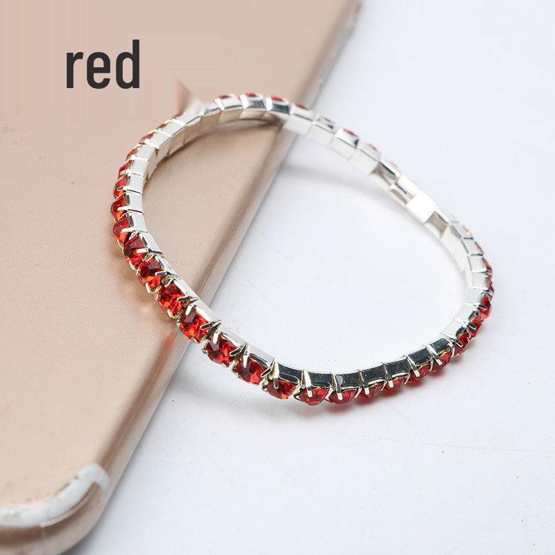 Trendy Multi-Color Diamond Single Row Elastic Bracelet for Women