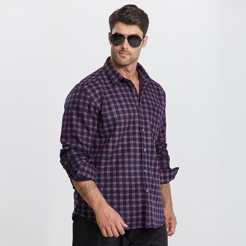 

Di Bin Ze Men s Loose Fit Plus Size Fleece-Lined Plaid Shirt 5XL