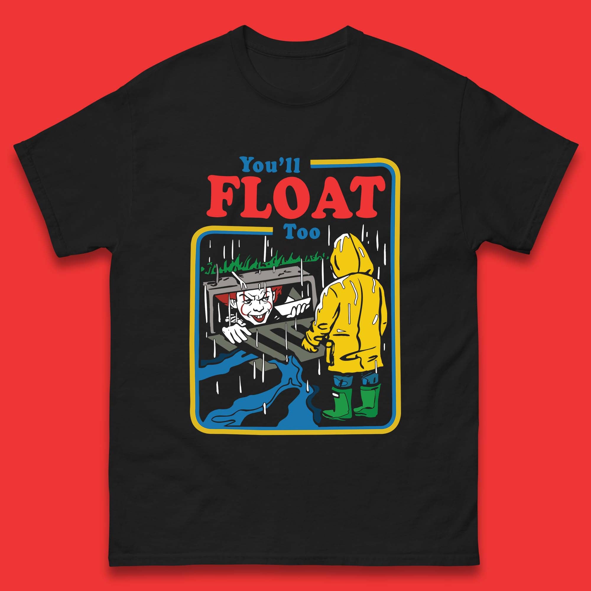 You ll Float Too IT Clown Happy Halloween Pennywise Mens Tee Top L