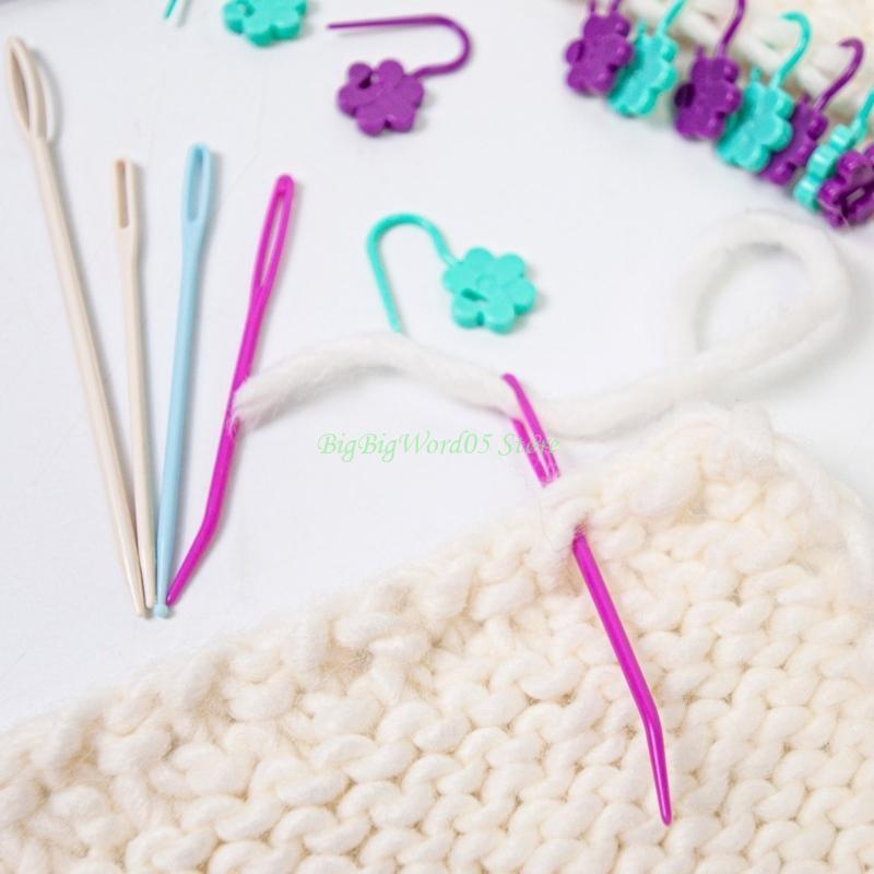

24TE Stitching Markers Clip with 8 Big Eye Knitting Needle Flower Knitting Markers CN