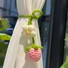Floral Design Crochet Curtain Tie Back Wool Woven Rearview Mirror Pendant  Teachers Gift