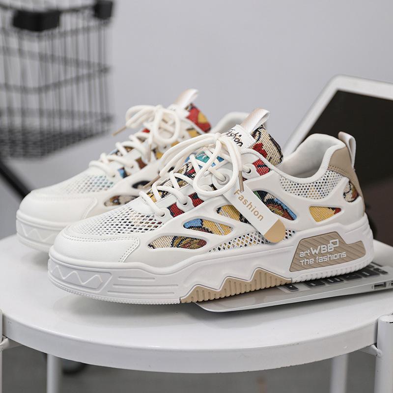 Men'S Shoes Mesh Design Men'S Board Shoes Tide Brand Sports And Leisure Small White Tide Shoes