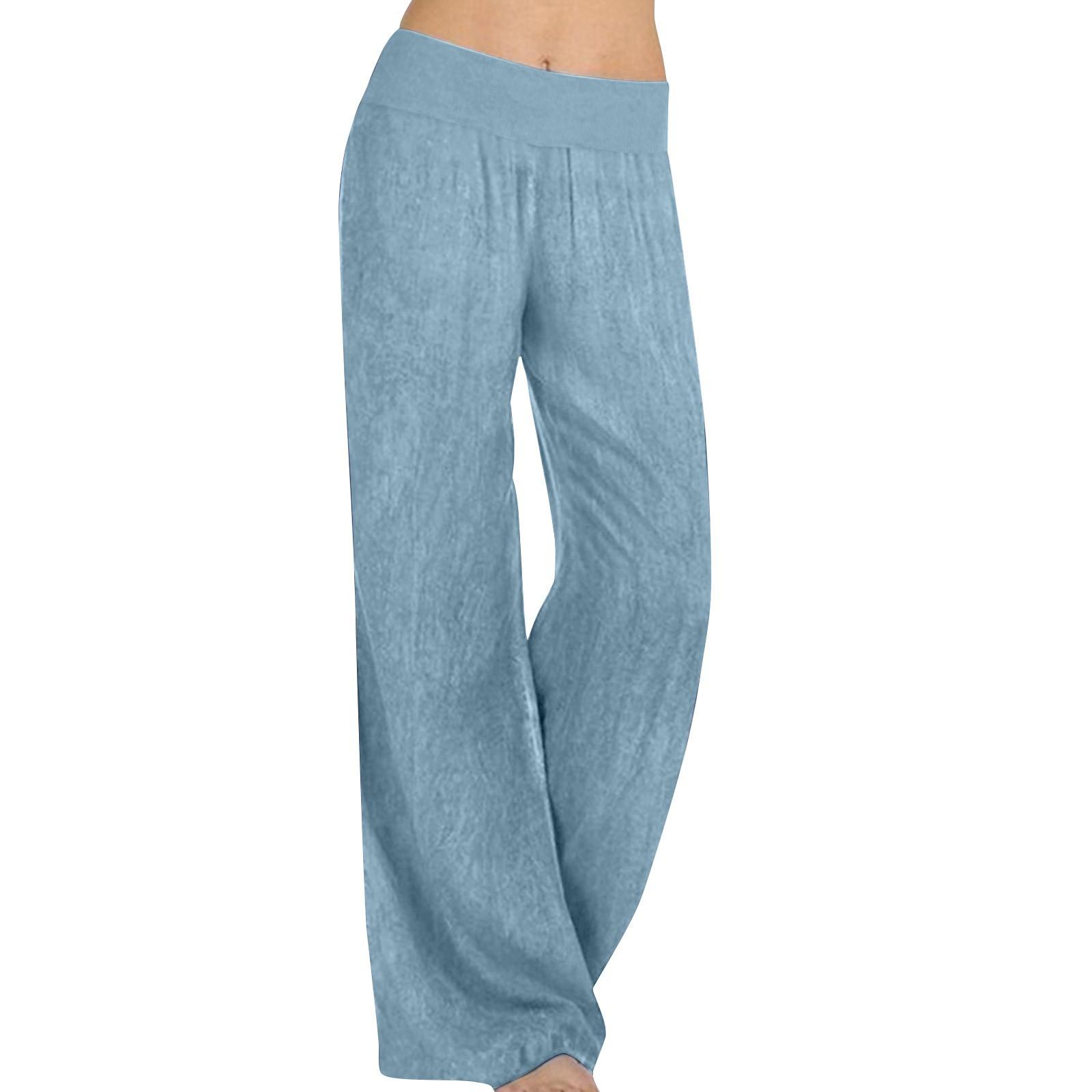 

Women s Loose Elastic Waist Denim Pants Wide Leg Jeans Color Trousers Denim Pants L