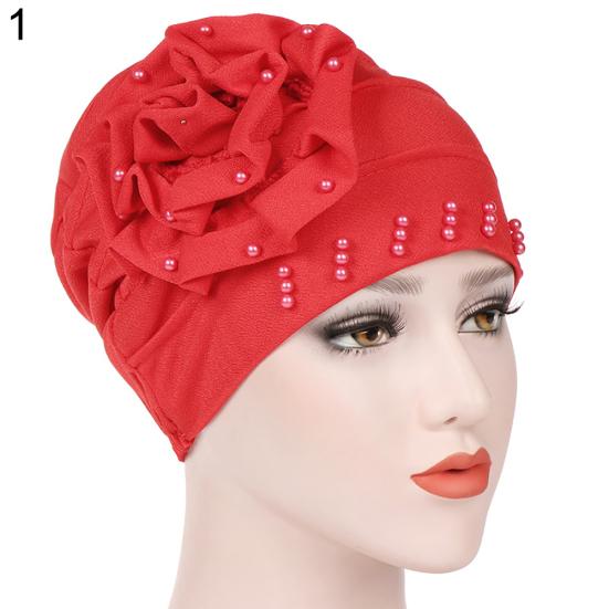 Fashion Flower Floral Beads Women Head Wrap Hat Head Protective Cover Case Gift