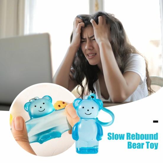 Clear Bear Squeeze Toy with Hanging Buckle Stress Relief Bear Sensory Toy Slow Rising Sugar Stress Ball Decompression Animal Toy