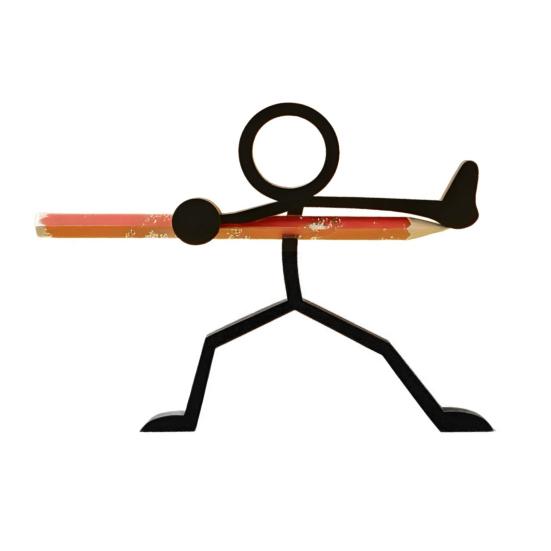 3D-gedruckter Stifthalter Schwarz Strichmännchen Stiftdisplayständer Strichmännchen Krieger Stifteorganizer für Zuhause Büro Schreibtischzubehör