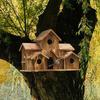 Wooden Bird House Cage Natural Wood Outdoor Hanging Nesting Shelter for Hummingbird Garden Patio Decoration