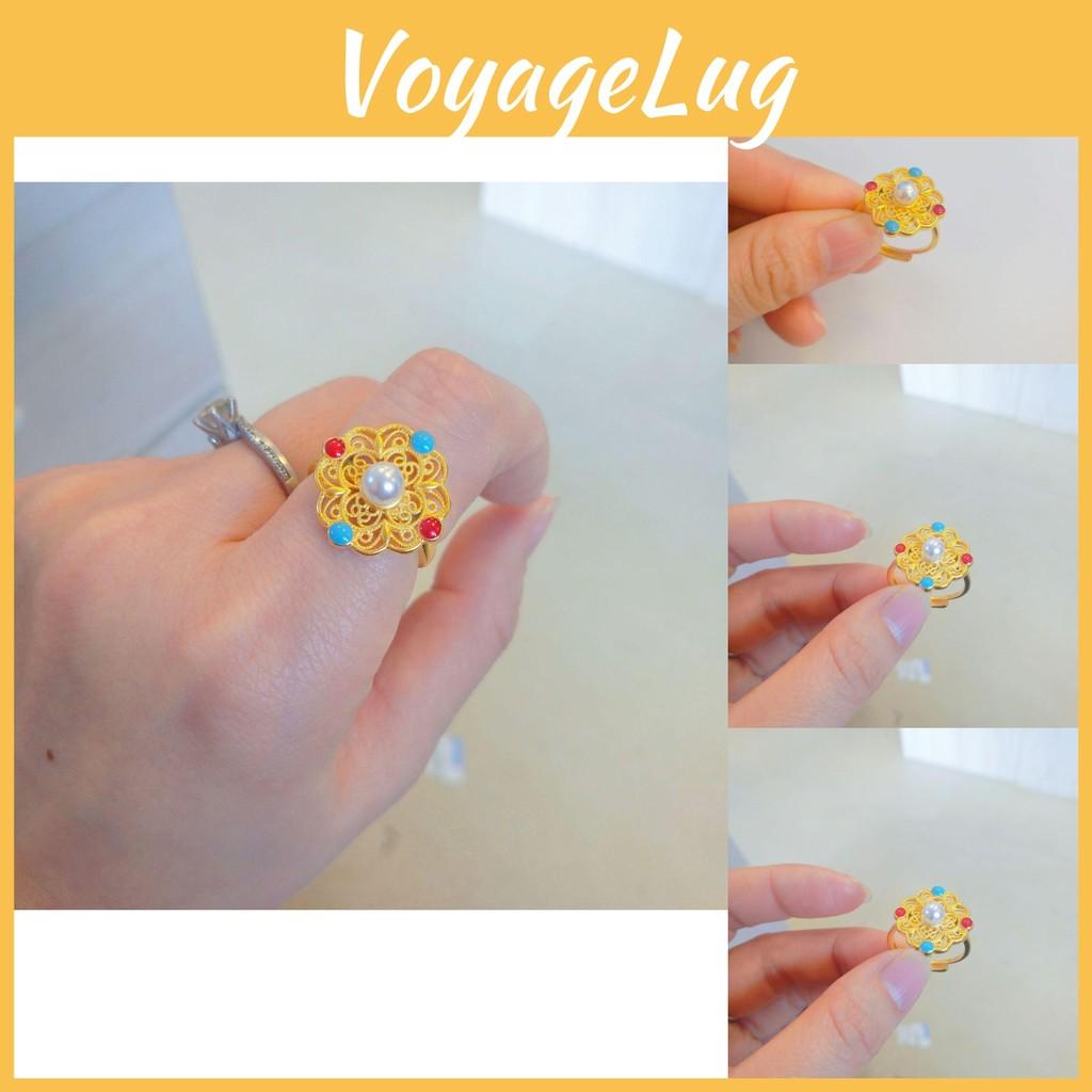 Antique Charming Style Enamel Ring With Royal Flower Design Perfect For 2024 Spring