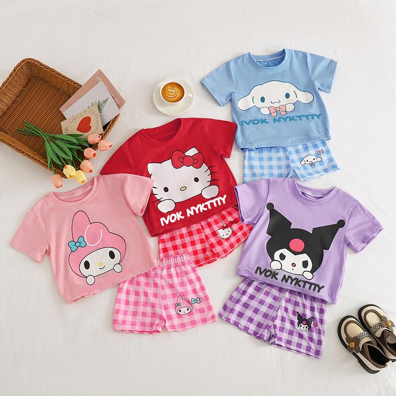 Melody Girls Cartoon Summer Outfit Set With Polyester Fabric For Casual Play