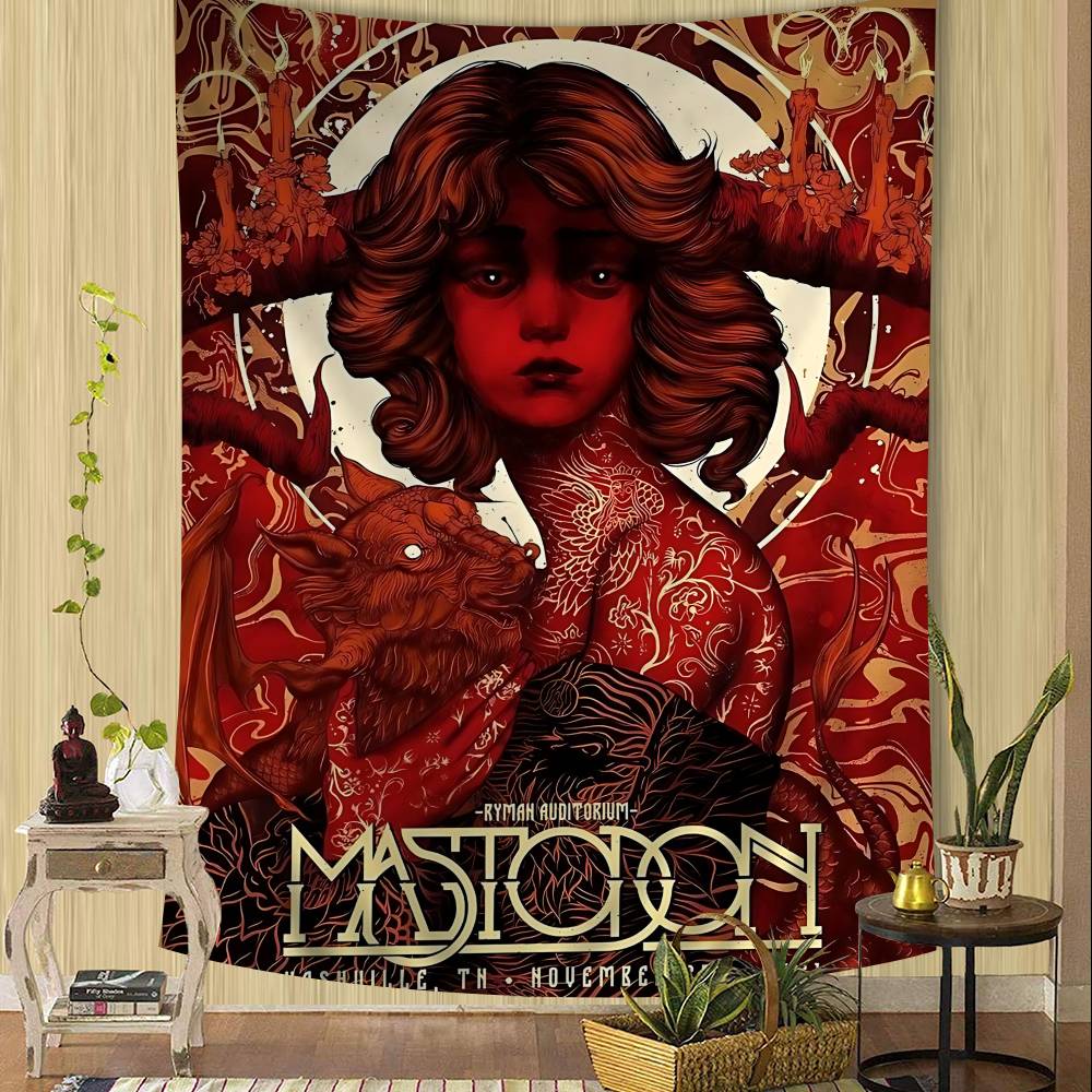 Vintage Classic M-Mastodon Band Hanging Bohemian Tapestry Hanging Tarot Hippie Wall Rugs Dorm Japanese Tapestry