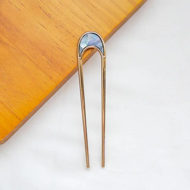 Minimalistische Legierung Metall Haar Muschel Stäbe Frauen Haarspange Schlichtheit U-Form Mädchen Haarnadeln Haarstäbe Haarschmuck Kopfbedeckung