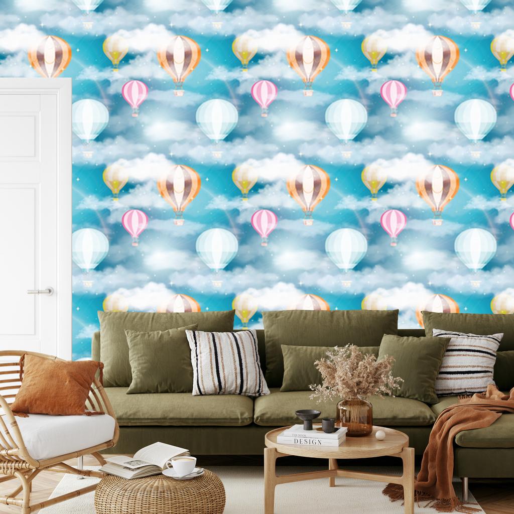 Balloons Clouds Wallpaper for Living Room and Bedroom 50x1000