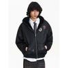 Blaexit Winter Retro Embroidered Badge Cotton Lamb Wool Padded Leather Jacket Men's Thickened Hooded Cotton Coat