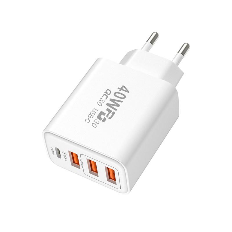 

Зарядное устройство USB Type C, 40 Вт, 4 порта, быстрая зарядка 3,0, вилка европейского стандарта, быстрая зарядка для IPhone, Samsung, Xiaomi, адаптер для зарядки мобильного телефона PD EU