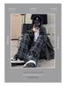 Women's Black & White Plaid Wide-Leg Trousers - Loose Fit, Floor-Length, Perfect for Spring/Autumn
