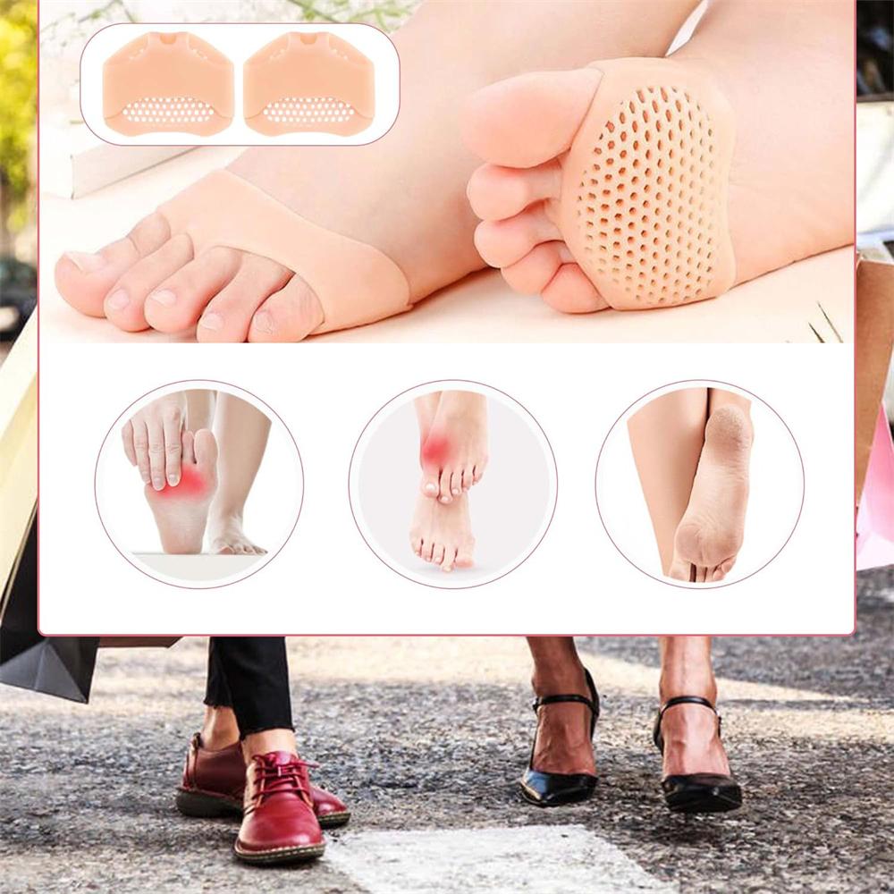 6 Pairs Silicone Forefoot Pads Gel Metatarsal Cushioning for High Heels Pain Relief for Morton’s Neuroma and Blisters Unisex Breathable Foot Care Kit