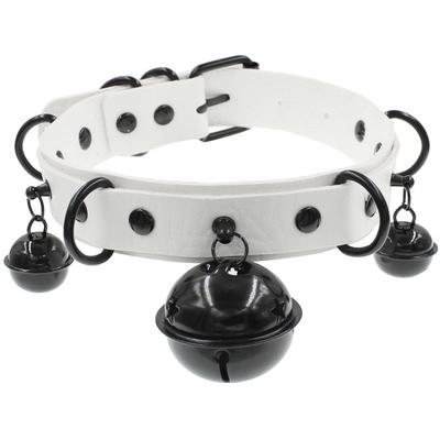 DIEZI Harajuku Punk PU Leather Choker Clavicle Chain Necklace For Women Gothic Black Bell Pendant Torques Necklace Men Jewelry