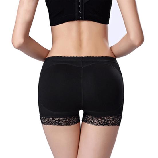 Padded Boxers Panties Mid Waist Lift Hip Solid Color Lace Panties Woman Supplies