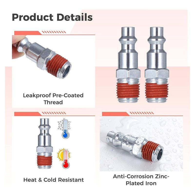 A84E-Quick Connect Adapters 25 PCS 1/4 Inch NPT Male Industrial For Air Plugs For Air Compressors