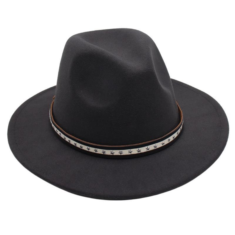 Foreign Trade Retro Top Hat Pentagram Jazz Hat Men'S And Women'S Felt Hat European And American Style Hat Woolen Hat Wool
