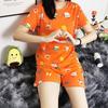 Women's Santa Claus Cartoon Short Sleeve Pajama Set - Soft, Comfortable Summer Loungewear