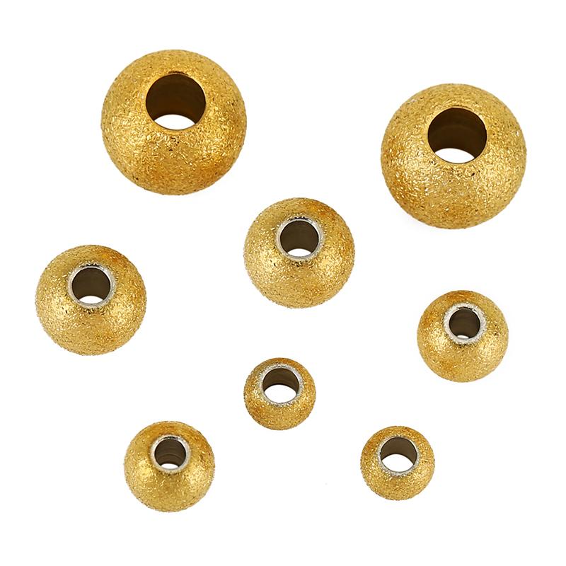 20pcs Frosted Stainless Steel Bracelet Necklace Beads 4 5 6 8 mm Never Fade PVD Large Hole Spacer Beads For DIY Jewelry Making