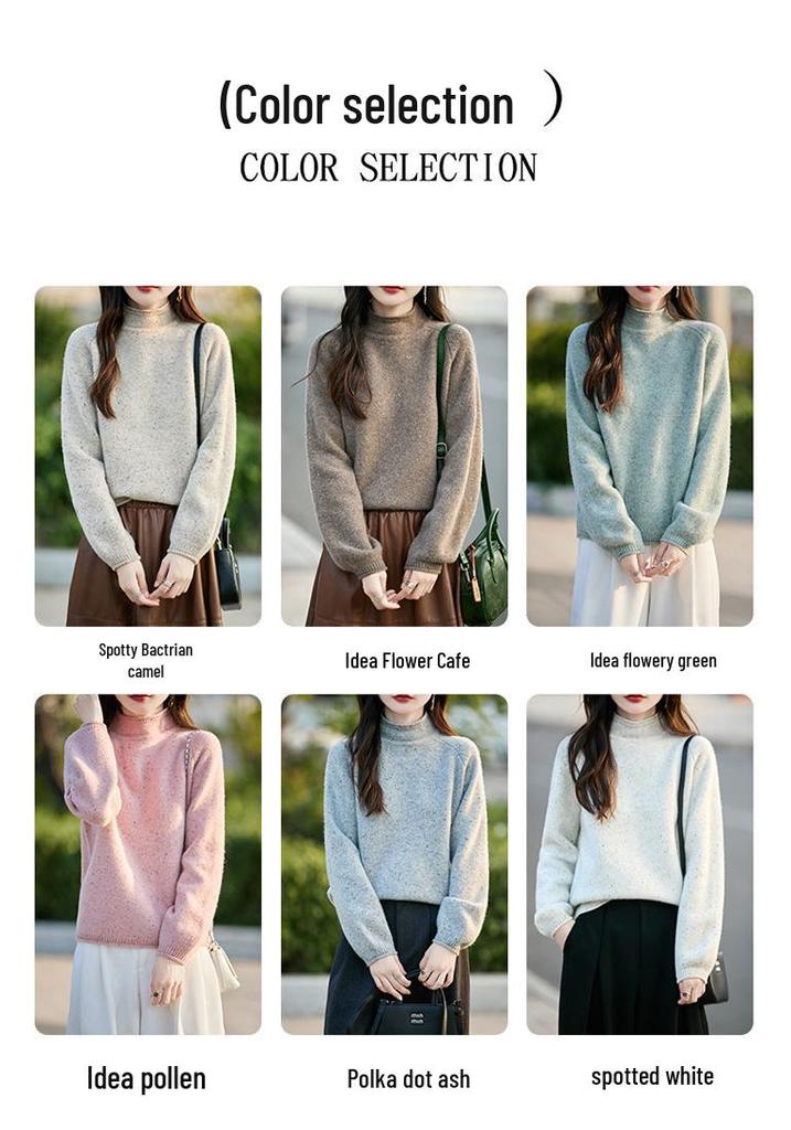 Women's Wool Ruffled Knit Turtleneck Sweater - Slimming Base Layer for Autumn/Winter Warmth