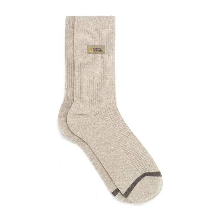 National Geographic N224ASO530 Wappen Wool Crew Socks BEIGE