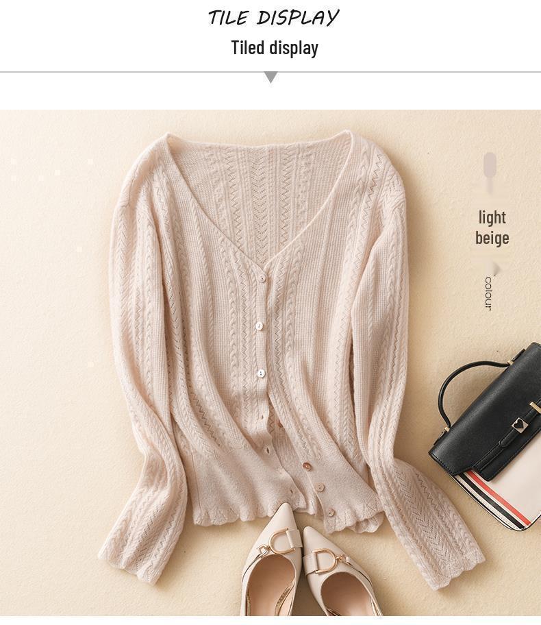 2025 Spring V-Neck Long Sleeve Knit Loose Cardigan