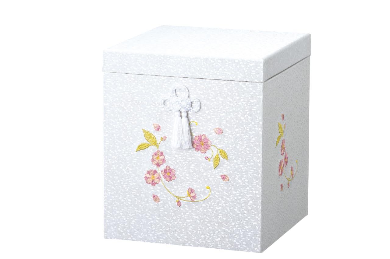 

Cherry Blossom Embroidered Ashes Box Buddhist Altar Home Memorial Urns [For 7-inch Urns] Supplies,