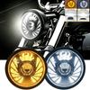 1PCS 5.75" Round LED Vintage Motorcycle & E-Bike Front Headlight, White Hi/Lo Beam Projector, White/Amber DRL Driving Lamp, High Brightness 12V-36V