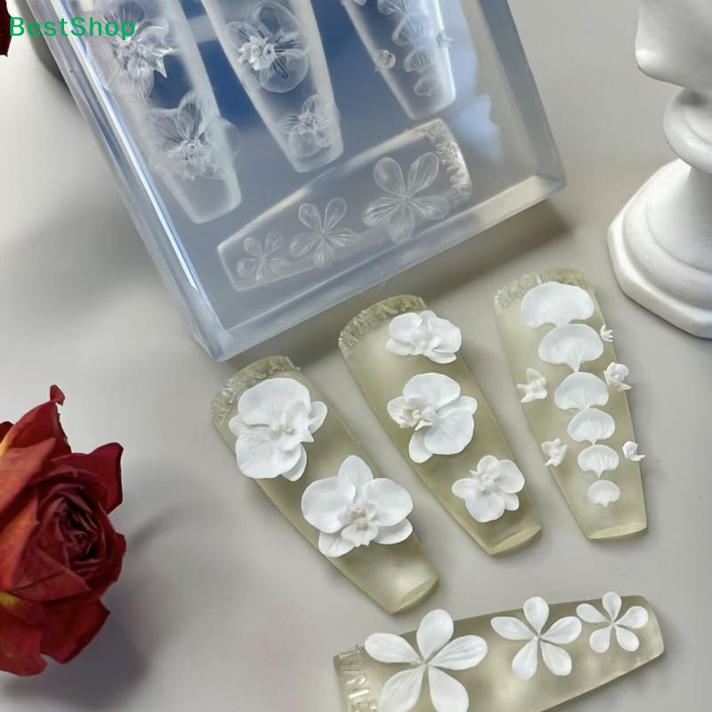 3D Transparent Silicone Nails Mold DIY Nail Art Decorations Phalaenopsis Flower Manicure Templates For Nails Jewelry Crafts