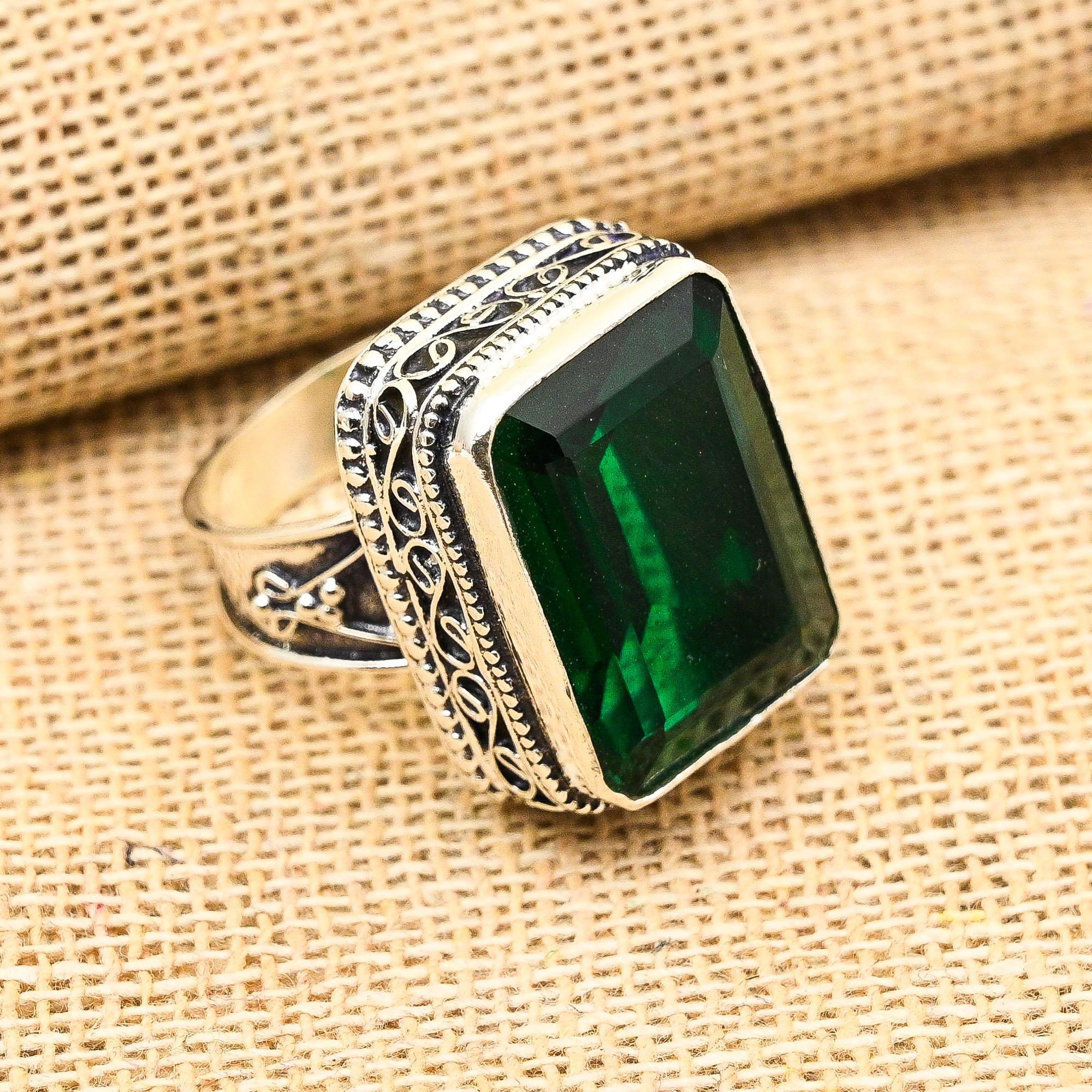 

Красивое хром-диопсид-драгоценный камень ручной работы из стерлингового серебра 925 пробы для женщин ювелирное кольцо 11 зелёный