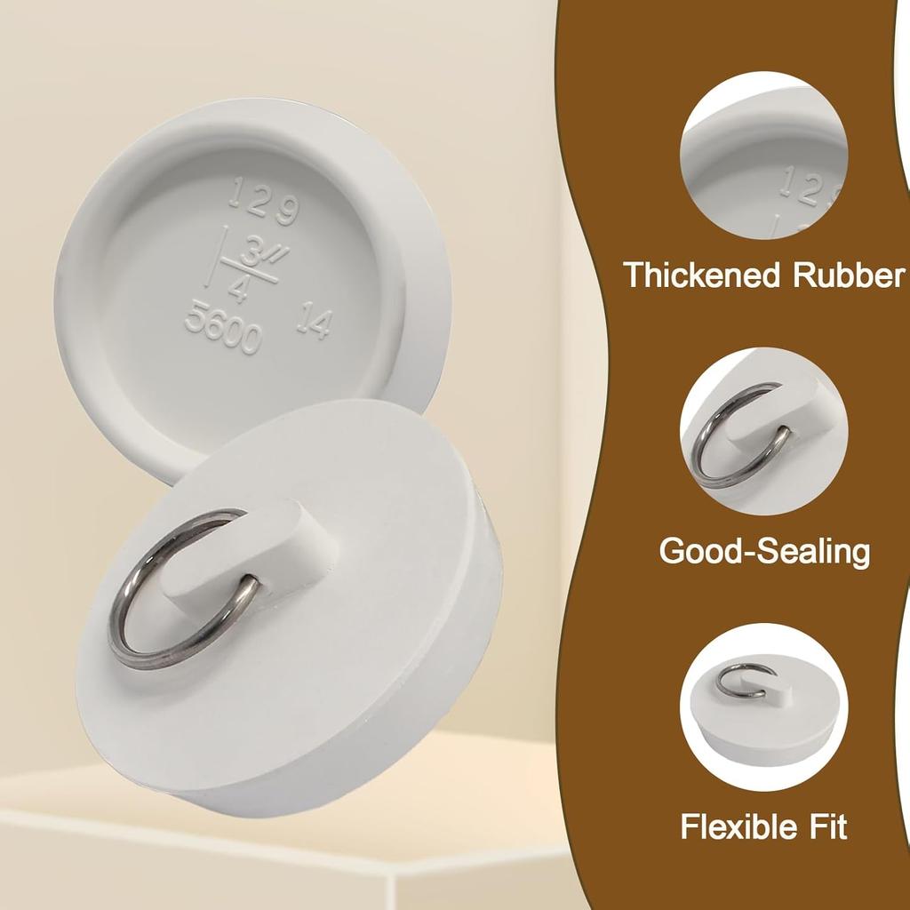 Luomorgo 2 Pack Rubber Drain Stopper - Fits 1-3/4 Inch to 1-7/8 Inch Leak-Proof Plugs for Bathtub & Kitchen Sink, Heavy Duty Bath Tub Seal with