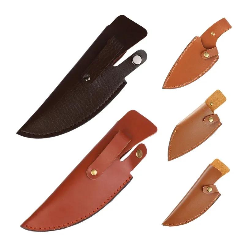Knife Sheath Kitchen Knife PU Sheath With Belt Loop Pocket Multi-Function Tool Portable Knife Protective Cover Leather Sheath
