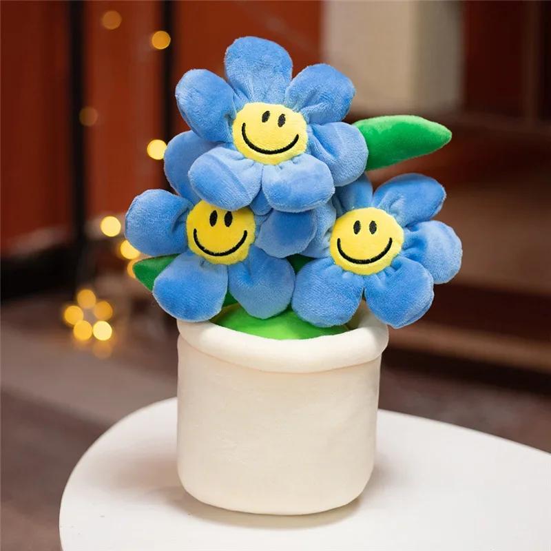 30cm Zonnebloem Bloempot Pluche Huisdecoratie Po Prop Gevuld Zacht Plant Kleurrijke Lachende Bloem Grappig Cadeau Voor Kinderen Vrienden 28-30cm