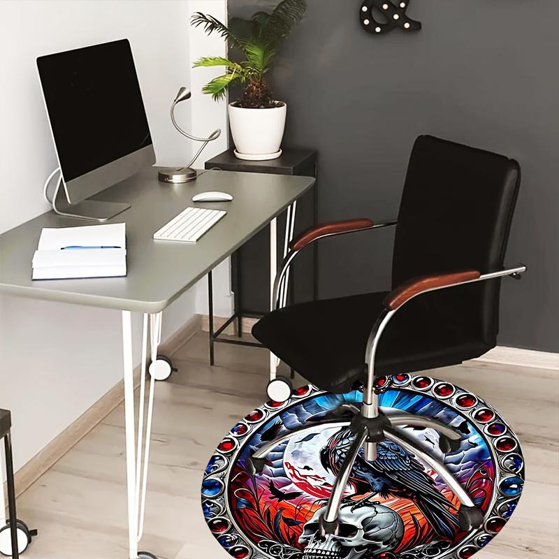 

1pc Office Carpet Chair Mats Raven Moonlit Skull Artwork Perfect for Decorating Office Chairs, Living Rooms, Or Bedrooms.YDT158 80cm by 80cm