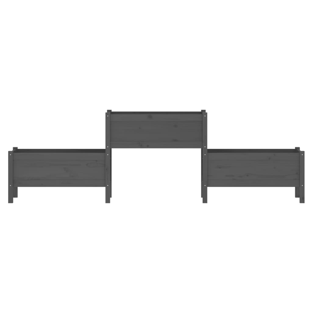 Planter Box Gray 245.5 X 44 X 75 Cm Solid Pine Wood