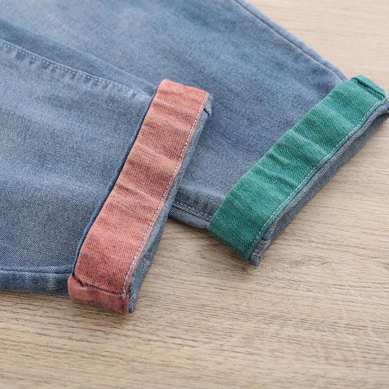 High Waisted Jeans for Women Spring Autumn Version Loose Embroidered Patch Fabric Nine Point Harem Pants Female
