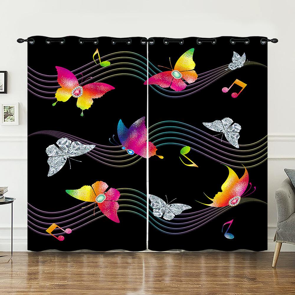 Curtains Butterfly Pattern Curtains Bedroom Living Room Universal Digital Printing Blackout Curtains