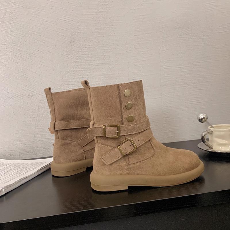 Maillard retro belt buckle short western cowboy boots women's new fashion versatile casual knight boots