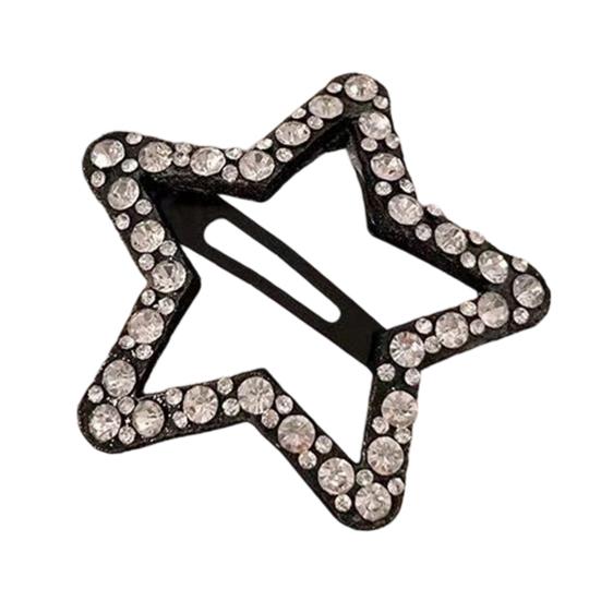 Hairpins Rhinestones Shining Hollow Five-Pointed Star Shape Hair Clips Stable Non-Damaging Hair