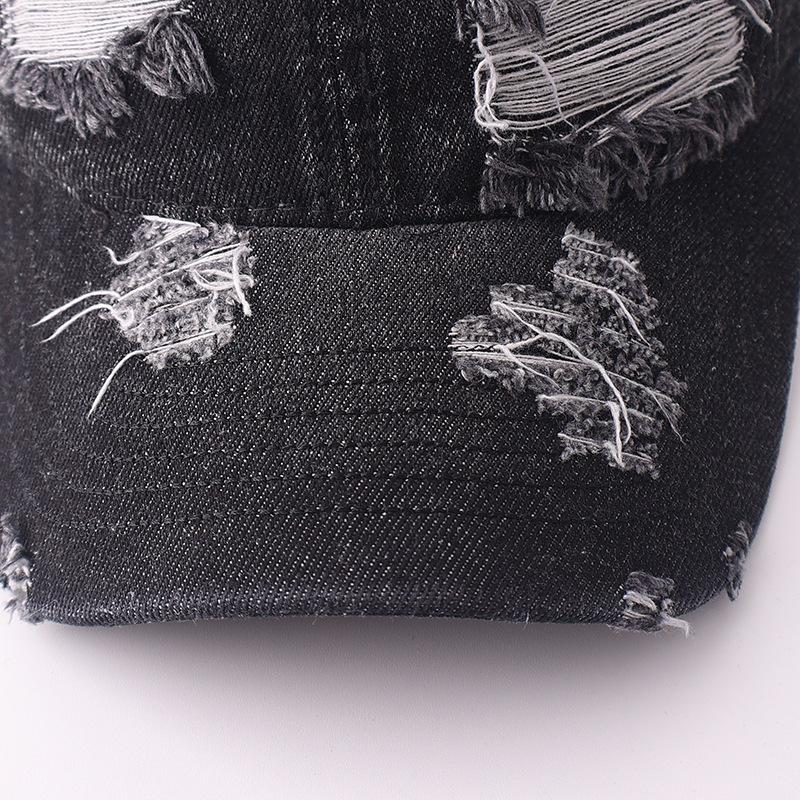 Autumn new personalized ripped baseball cap casual cotton denim curved brim cap