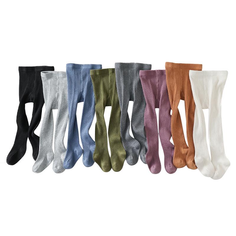 Kids' Combed Cotton Vertical Stripe Pantyhose: Autumn-Winter Leggings & Tights